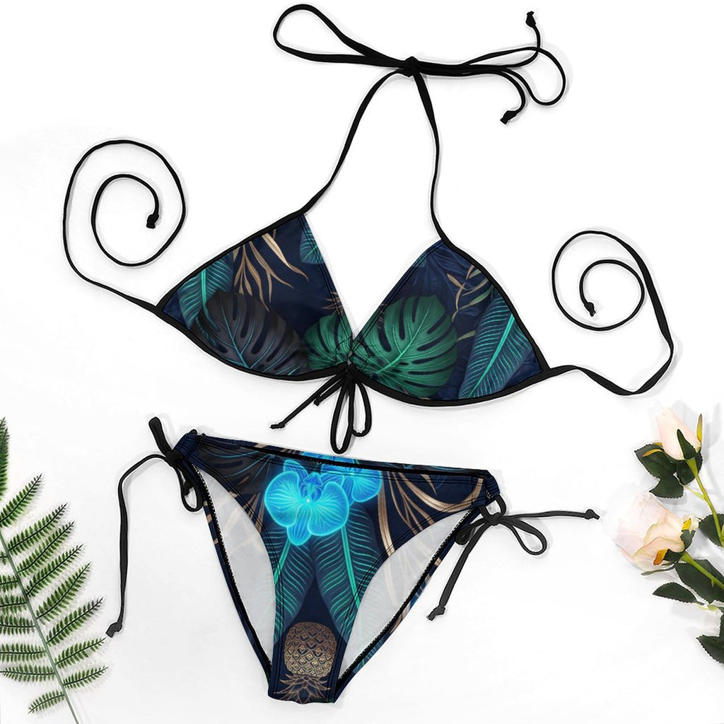 Halter Tie Front Bikini Set(All-Over Printing)