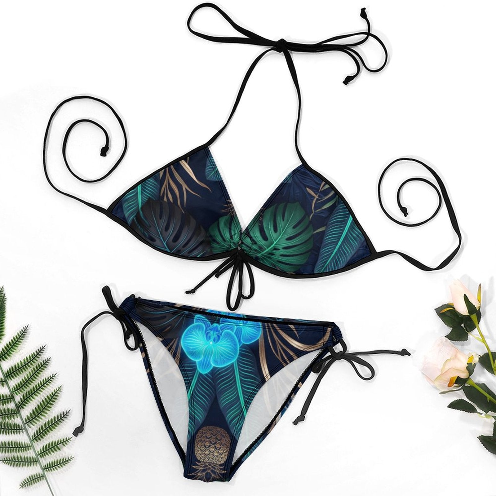 Halter Tie Front Bikini Set(All-Over Printing)