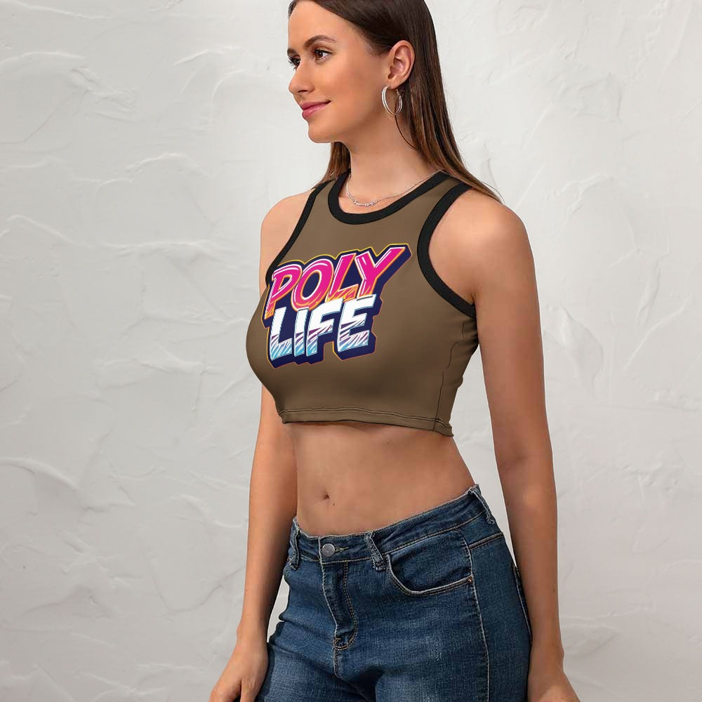 Poly Life Women's Cropped Slim Racer Tank Top – Lightweight Stretch Fit | Athletic & Casual Wear