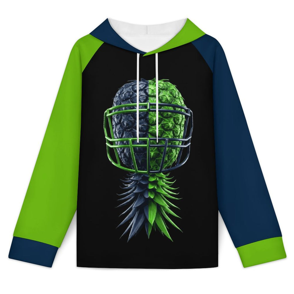 Neon Green & Navy Raglan Sleeve Hoodie