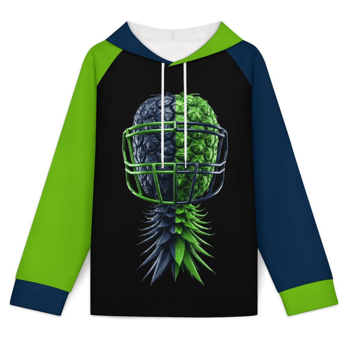 Neon Green & Navy Raglan Sleeve Hoodie