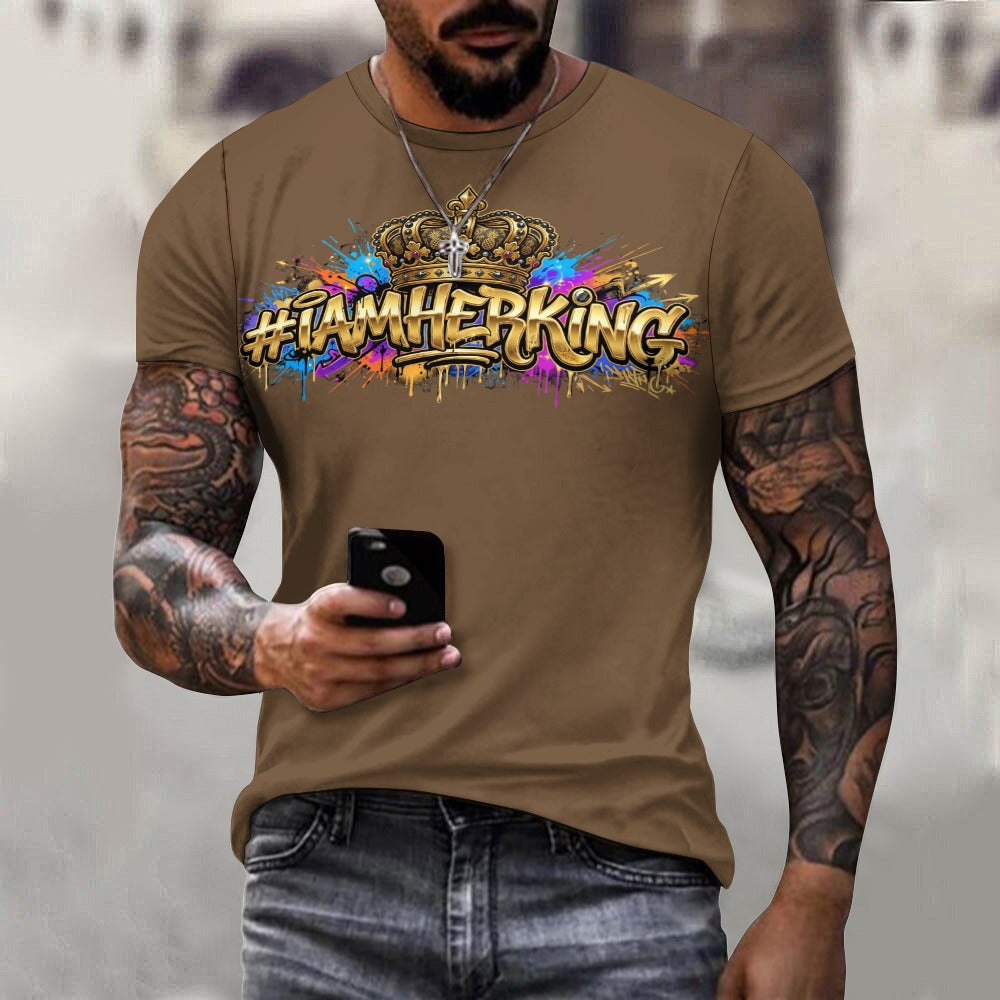 #IAMHERKING Men’s Cotton T-Shirt – Soft Breathable Graphic Tee for Everyday Style, Casual Summer Shirt for Men