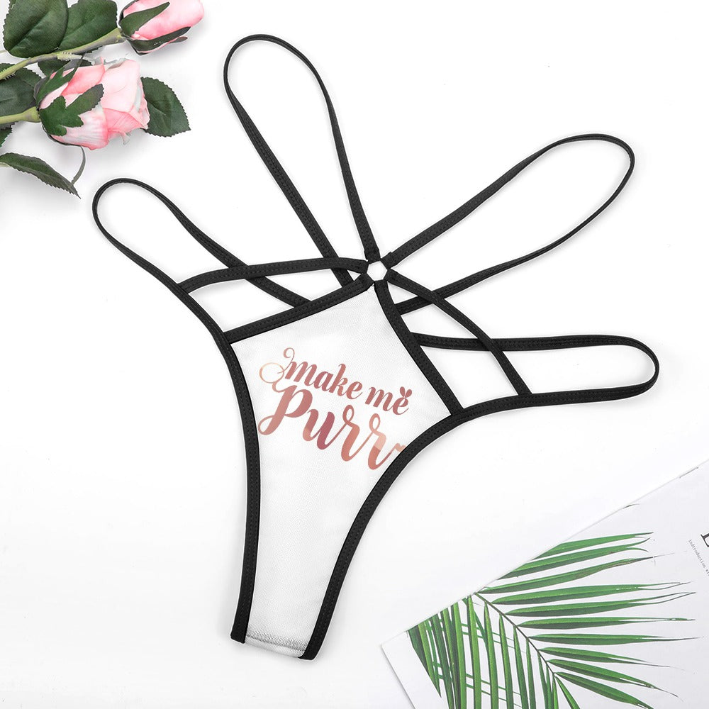 Make Me Purrr Mesh T‑Back Thong – Sexy Sheer Women’s Lingerie Panties for Everyday and Date Night