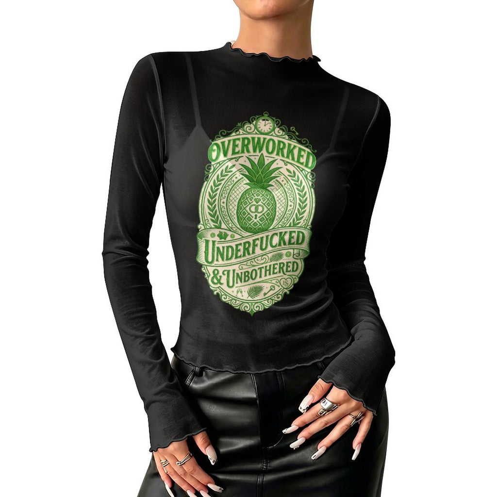 Overworked High Neck Mesh Top For Women
