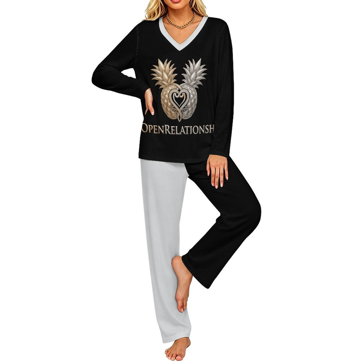 #OPENRELATIONSHIP V-Neck Pajama Set
