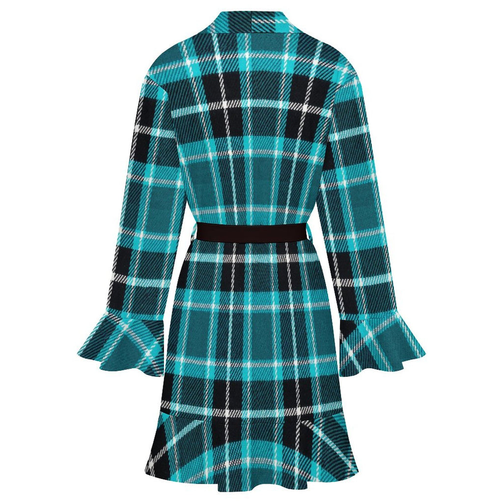 120gsm Women's Ruffle Long Sleeve Robe(All-Over Printing)
