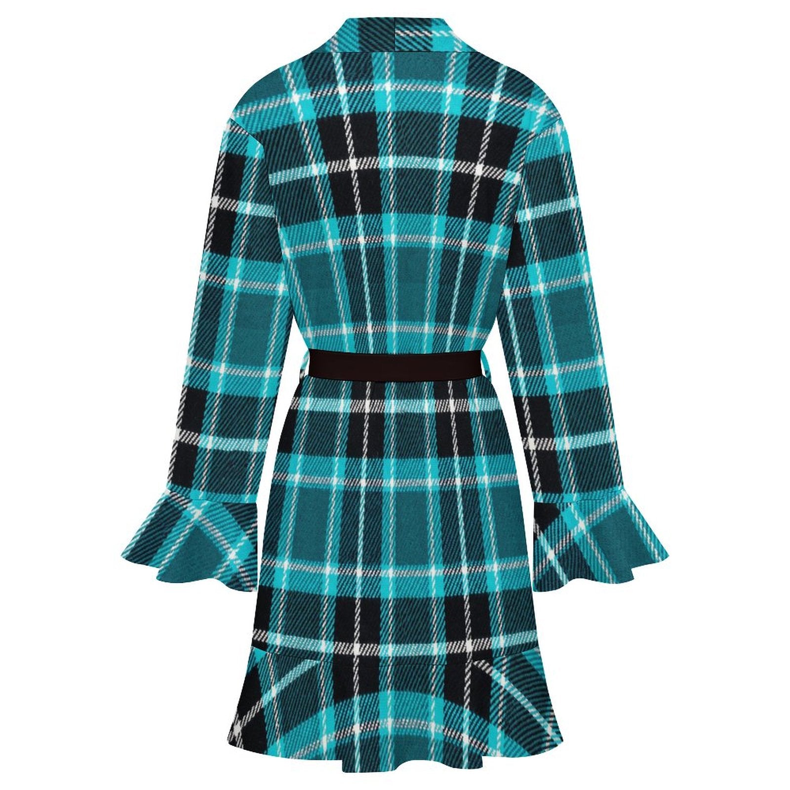 120gsm Women's Ruffle Long Sleeve Robe(All-Over Printing)