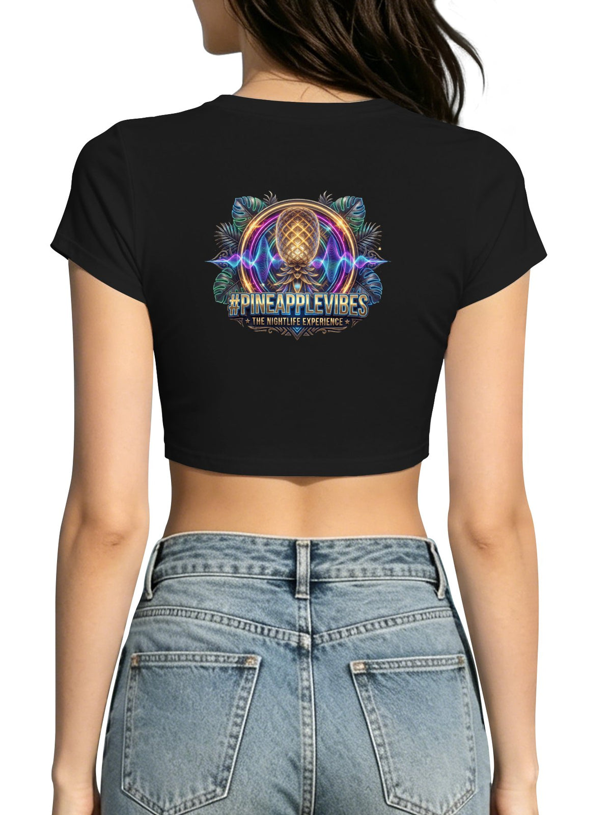 #PINEAPPLEVIBES Crop Top T-shirt For Women