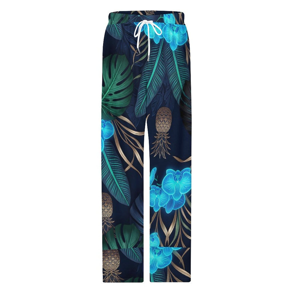 170gsm Faux Cotton Drawstring Women Wide Leg Pajamas Pants(All-Over Printing)
