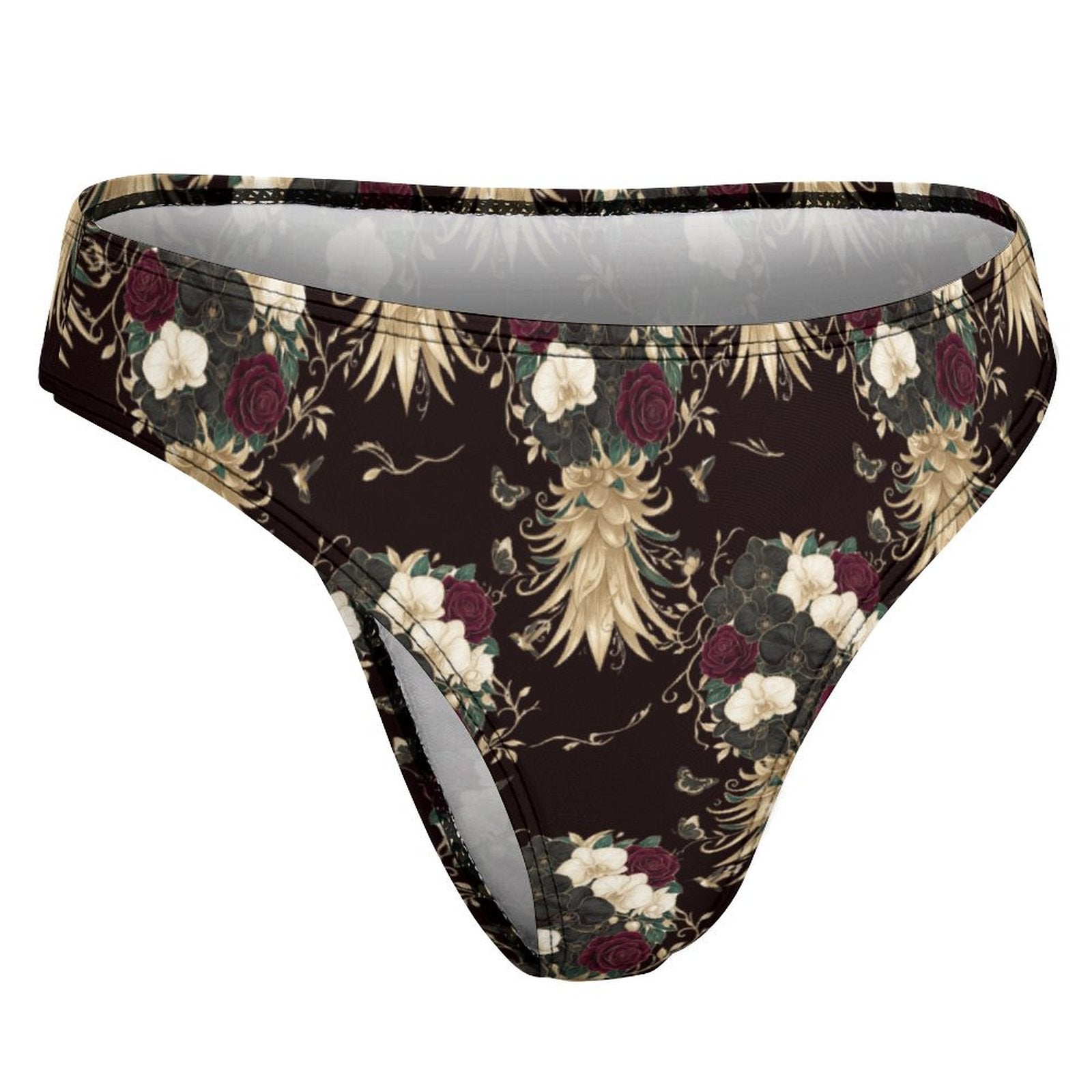Floral Pineapple Cotton Thong Underwear for Women