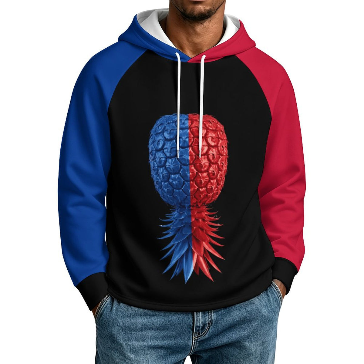 Football Inspired Raglan Sleeve Hoodie | Lightweight All-Over Print Men’s Sports Hoodie