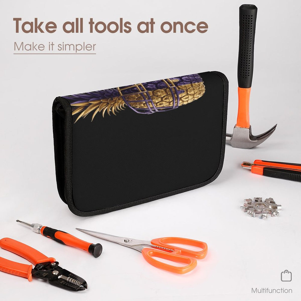 Football Inspired Purple & Gold Tool Storage Pouch