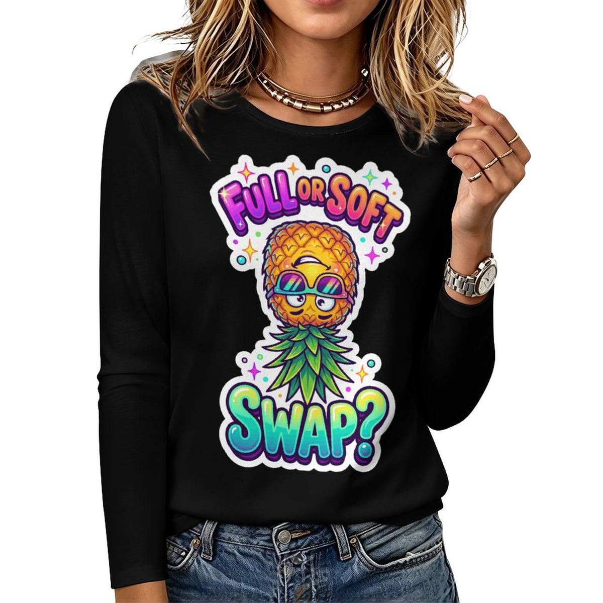 Full or Soft Swap Crew Neck Long Sleeve T-Shirt