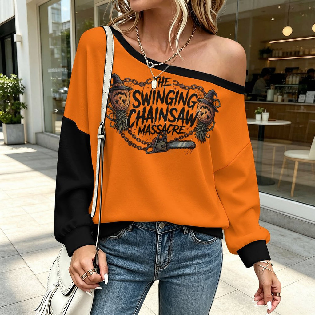 The Swinging Chainsaw Massacre Off Shoulder Hoodie