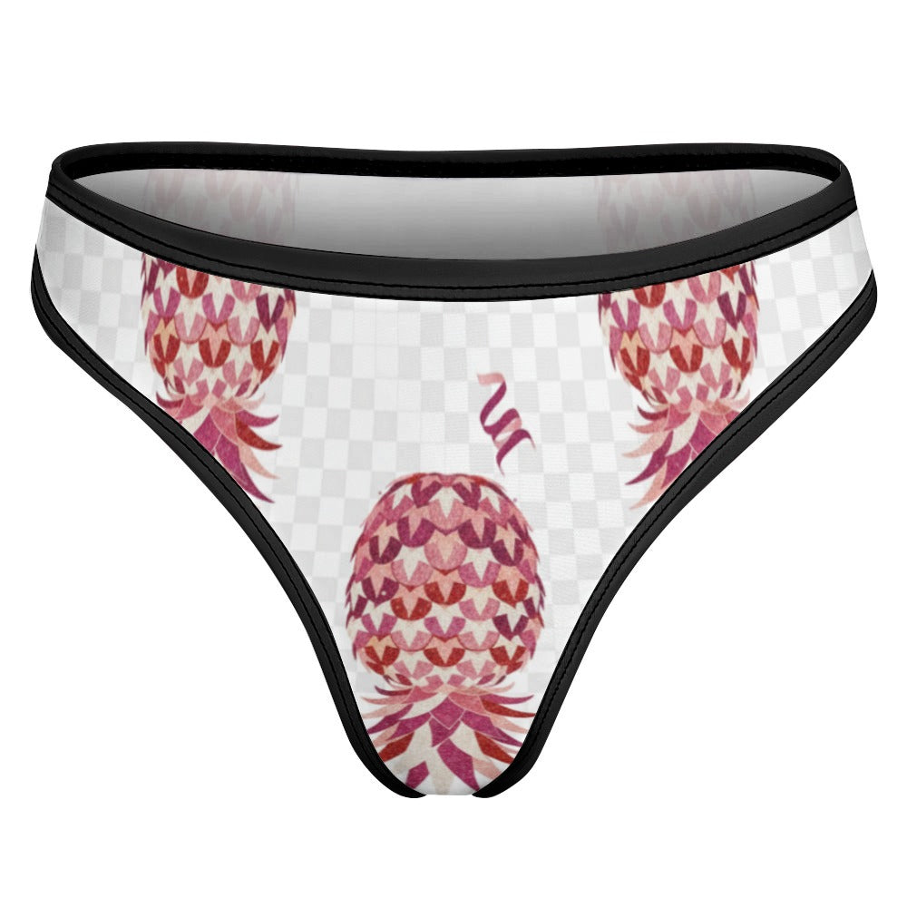 Upside Down Pineapple Women’s Ice Silk T‑Back Thong – Soft Sexy Pineapple Lifestyle Panties for Swinger Couples