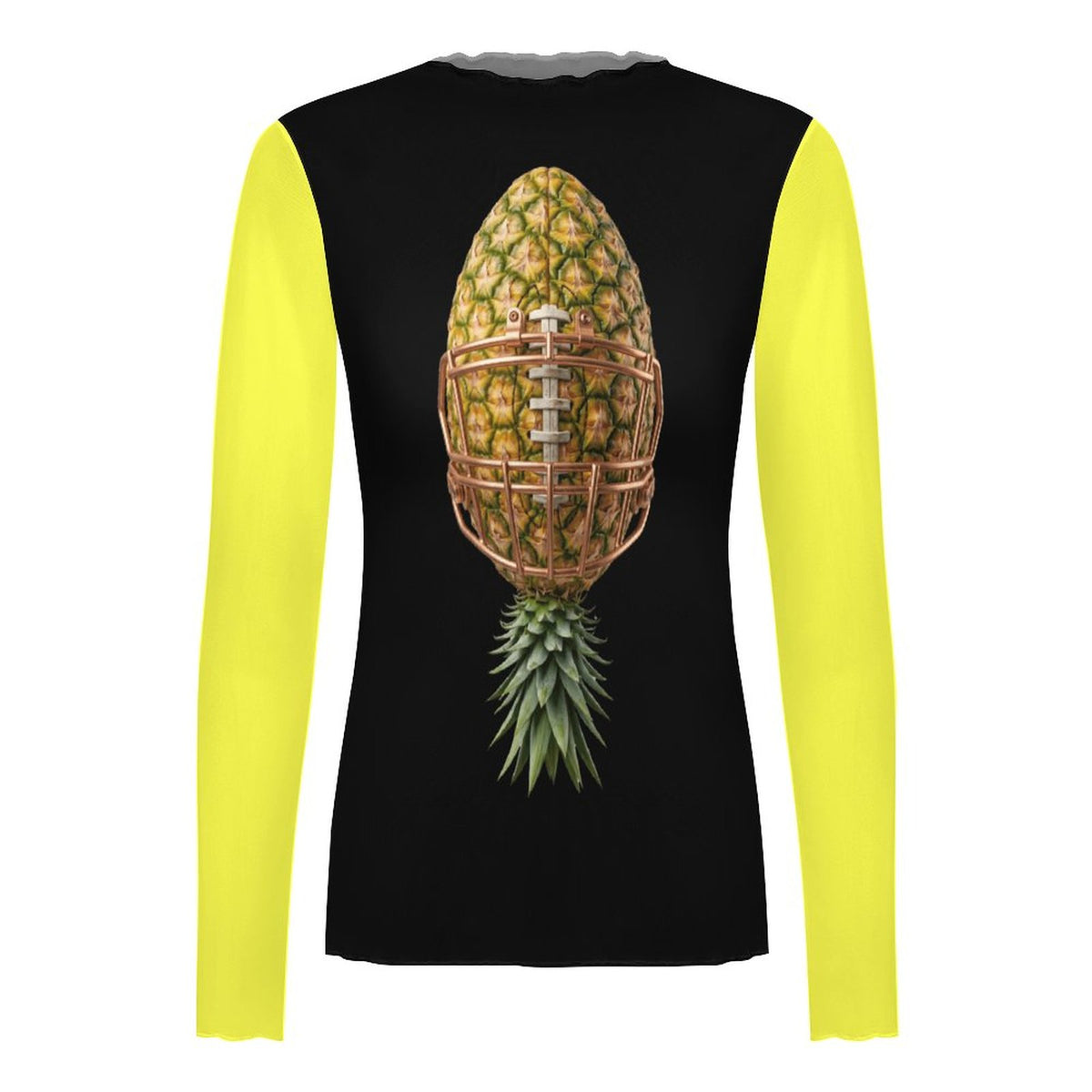 Pineapple Football High Neck Mesh Top For Women