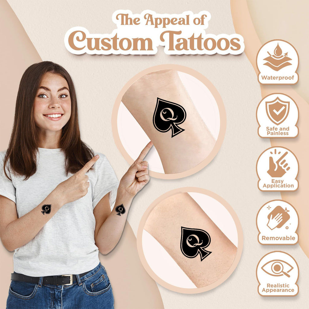QOS Personalized Temporary Tattoos (30 Pieces) | Custom A4 Sheet Water-Activated Tattoos | Ships from USA