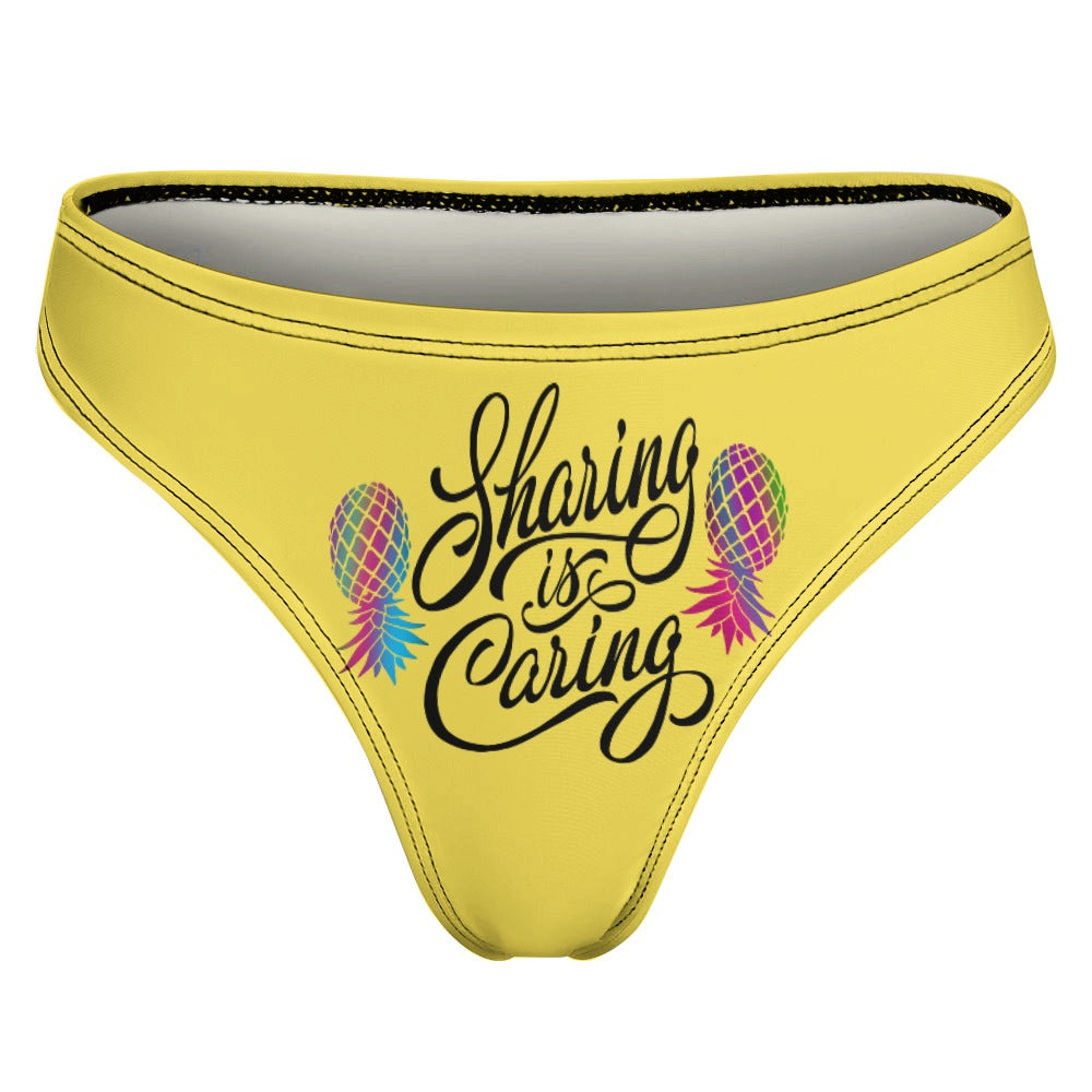 "Sharing is Caring" Women's Sexy Thong | Soft Polyester Spandex Lingerie