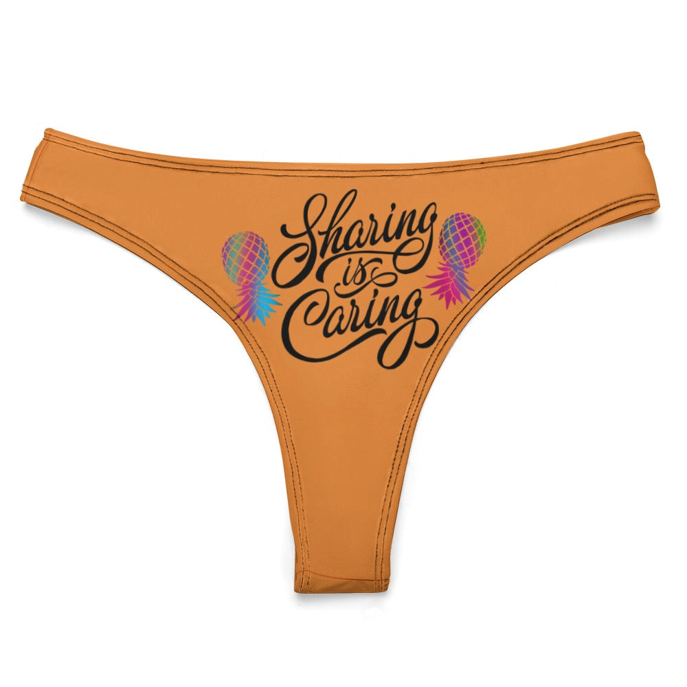 "Sharing is Caring" Women's Sexy Thong | Soft Polyester Spandex Lingerie