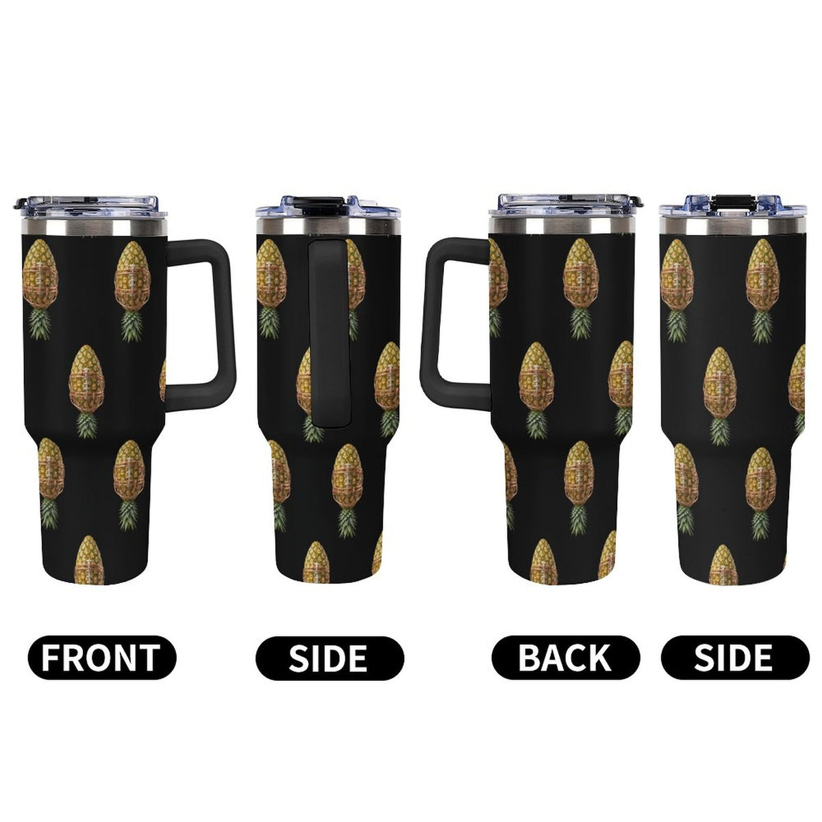 Pineapple Football 40oz Insulated Tumbler with Handle and Straw
