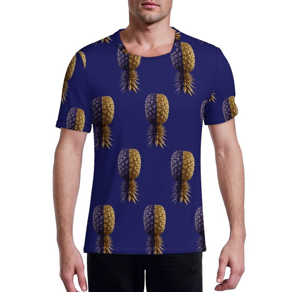 Football Purple & Gold Pineapple Men's Ice Silk U-neck Football Jersey
