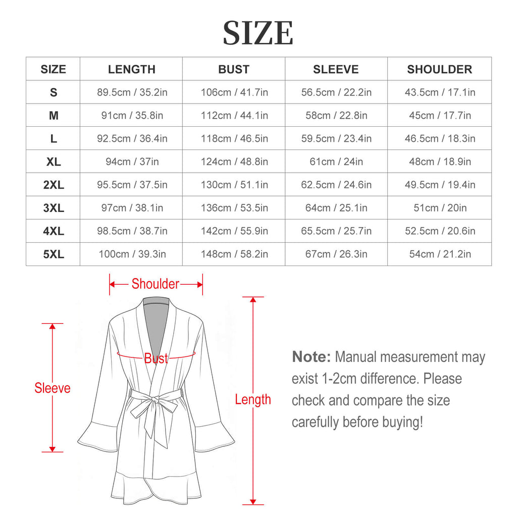 120gsm Women's Ruffle Long Sleeve Robe(All-Over Printing)