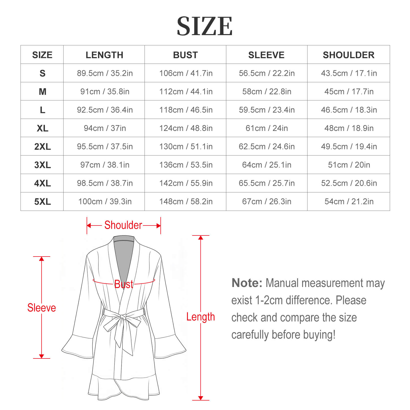 120gsm Women's Ruffle Long Sleeve Robe(All-Over Printing)
