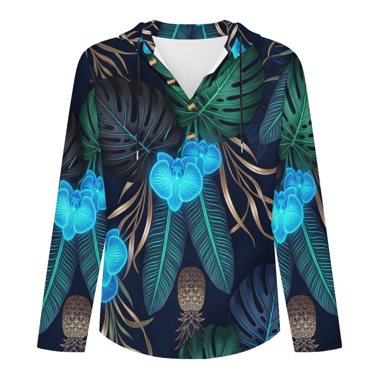 200gsm Men's Button Hooded Sweatshirt(All-Over Printing)