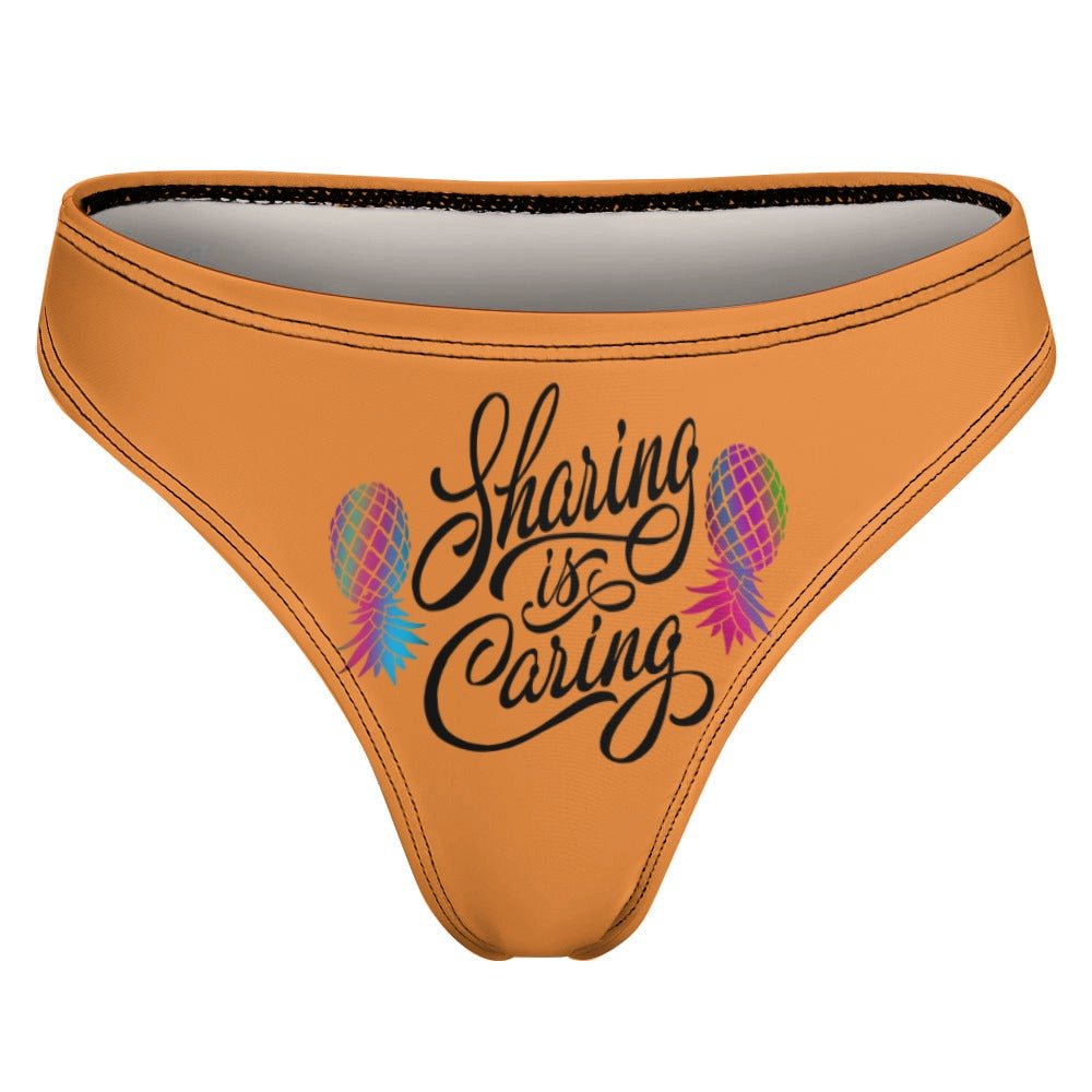 "Sharing is Caring" Women's Sexy Thong | Soft Polyester Spandex Lingerie