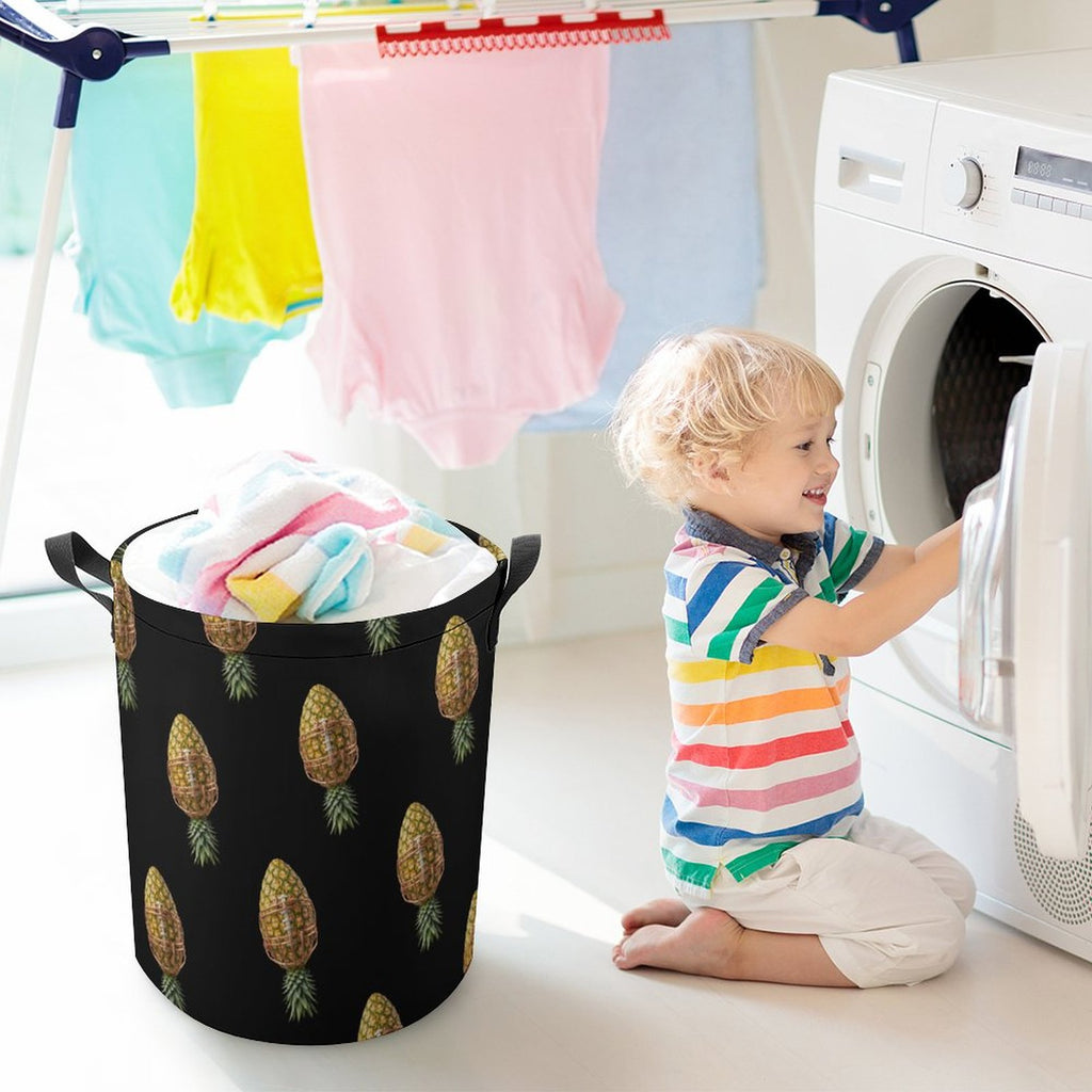 Pineapple Football Drawstring collapsible Laundry Basket