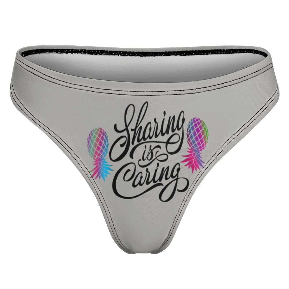 "Sharing is Caring" Women's Sexy Thong | Soft Polyester Spandex Lingerie