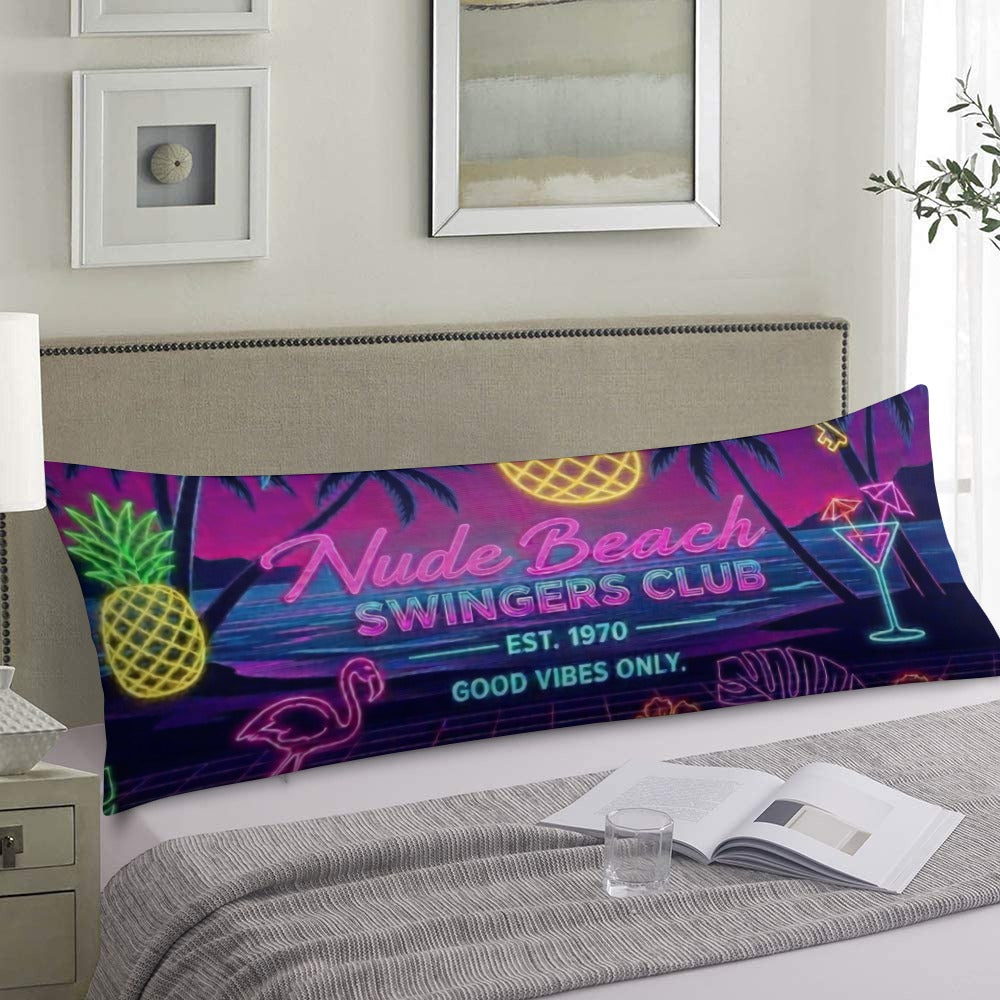 Nude Beach Extra Long Pillowcase – Cool Breathable Polyester Body Pillow Cover with Hidden Zipper