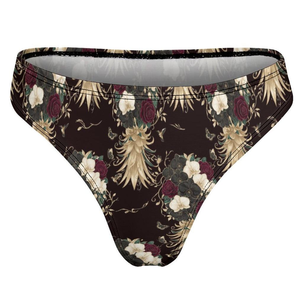 Floral Pineapple Cotton Thong Underwear for Women