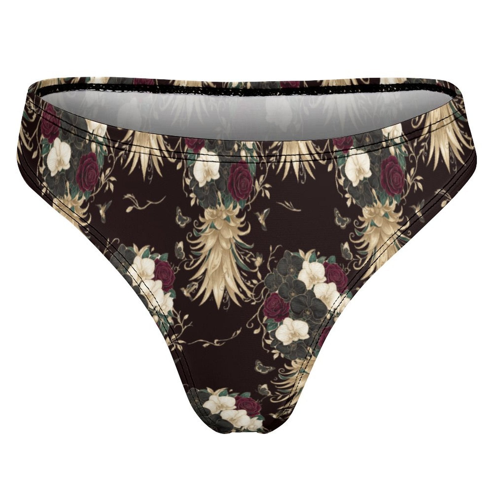 Floral Pineapple Cotton Thong Underwear for Women