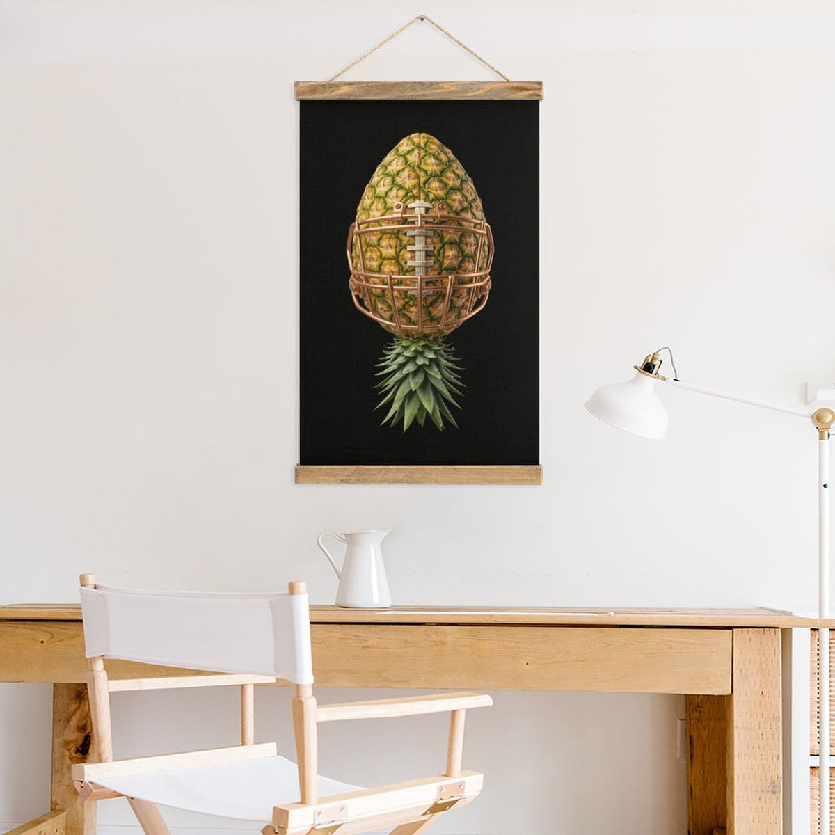 Pineapple Football Framed Flax Painting Wall Decor