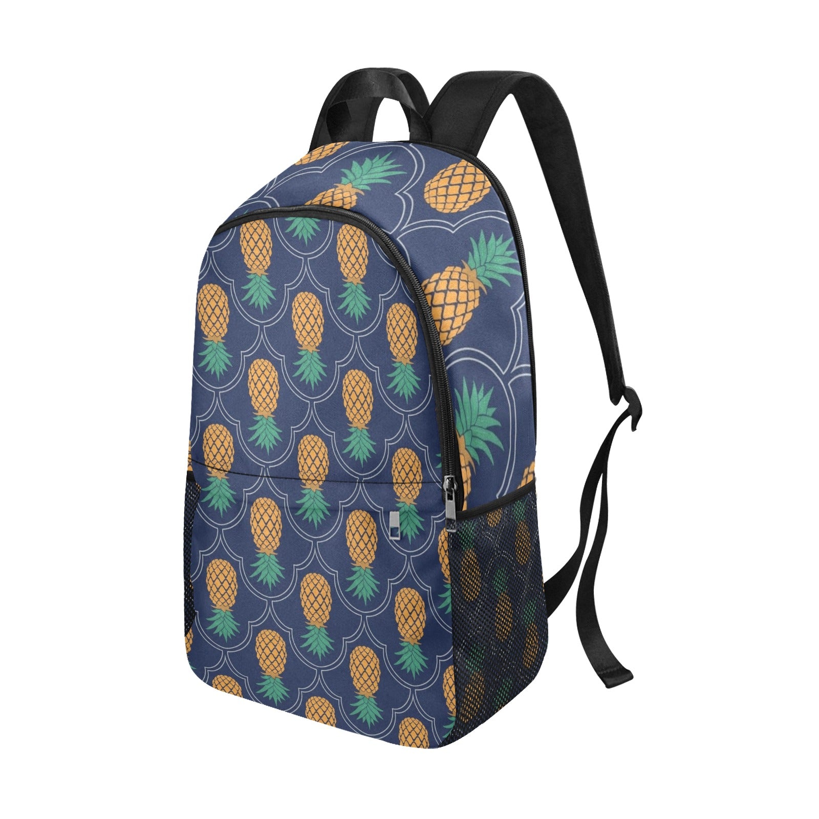 Upside Down Pineapple Fabric Backpack with Side Mesh Pockets
