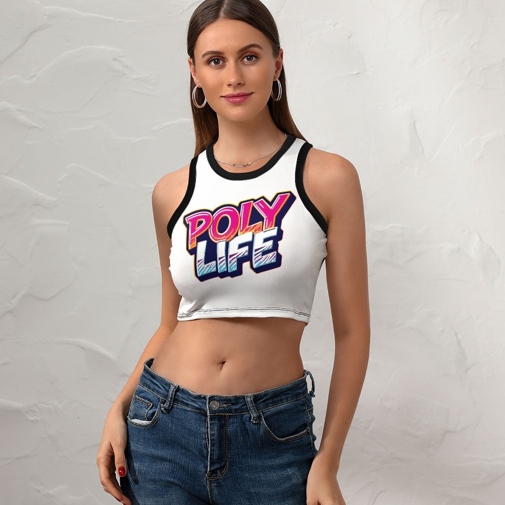 Poly Life Women's Cropped Slim Racer Tank Top – Lightweight Stretch Fit | Athletic & Casual Wear