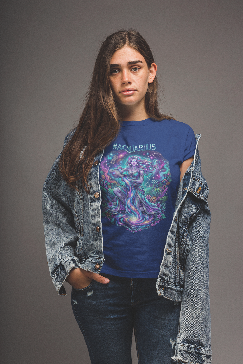 #AQUARIUS Unisex T-Shirt | Soft Lightweight 100% Combed Ring-Spun Cotton Tee with Cosmic Art Print