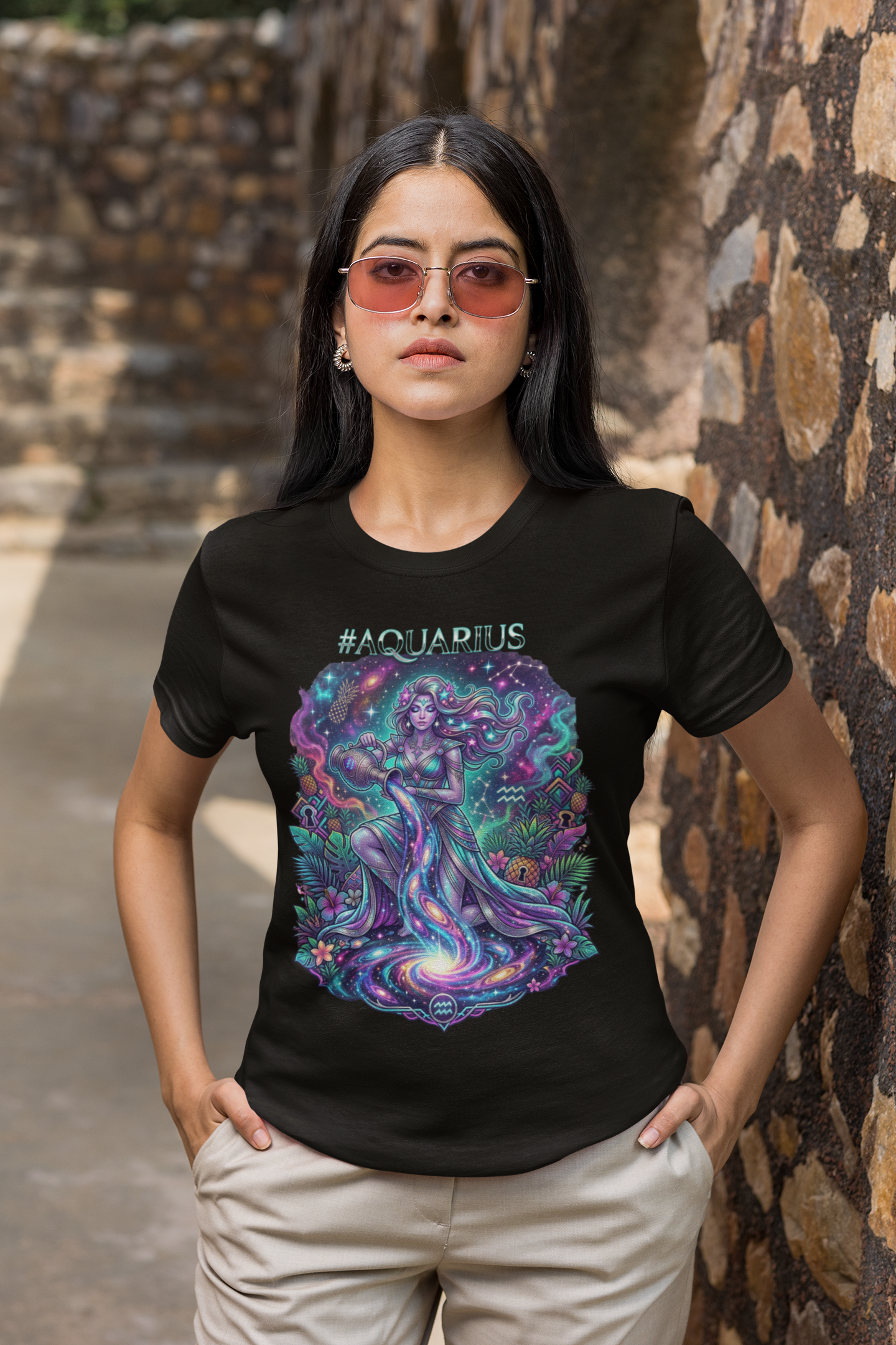 #AQUARIUS Unisex T-Shirt | Soft Lightweight 100% Combed Ring-Spun Cotton Tee with Cosmic Art Print