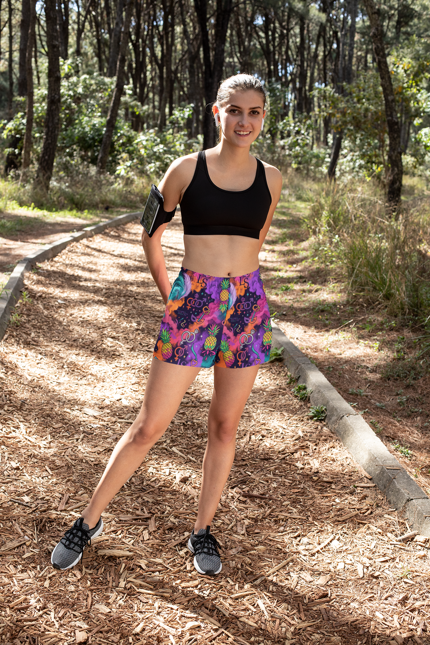 Women's All Over Print Casual Shorts – Lightweight Breathable Drawstring Athletic Shorts for Running, Gym & Summer Wear