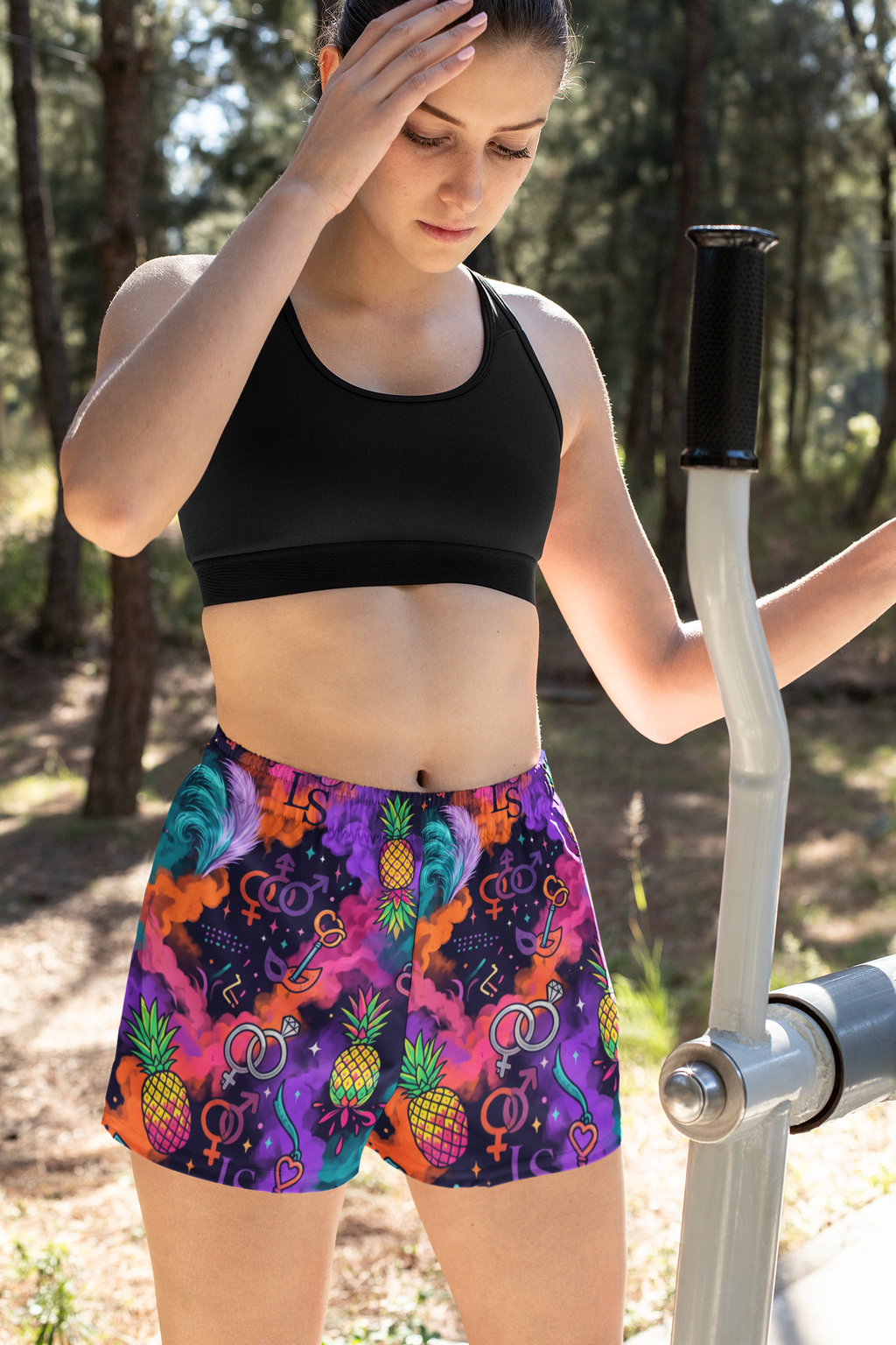 Women's All Over Print Casual Shorts – Lightweight Breathable Drawstring Athletic Shorts for Running, Gym & Summer Wear